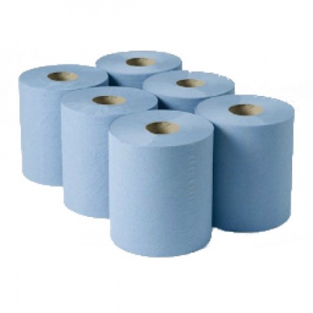 Blue Centrefeed Rolls (2ply 100m) (1x6)