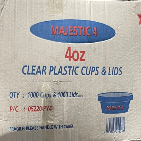 4oz Majestic Clear Plastic Cups + Lids (1x1000)